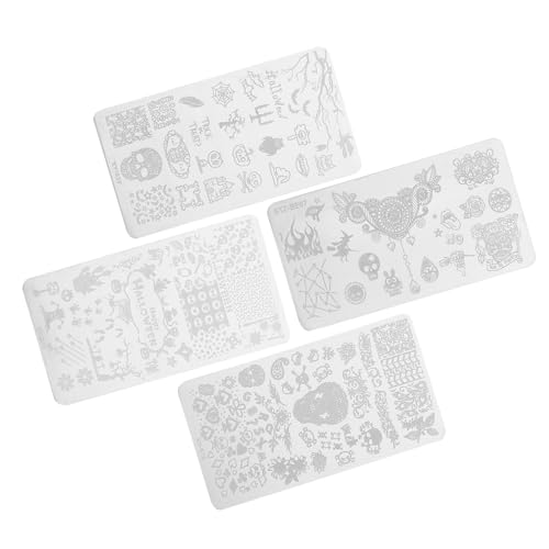 XL07-10 Nagelstempelplatten Set – 4 Motive In Etui | Für Nagelkunst & Maniküre | Aus Edelstahl