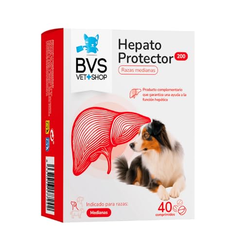 BVS Vet Shop | Hepato Protector Plus 40 Comprimidos para Perros y Gatos | Ayuda a la función hepática de tu Perro o Gato | 200/50 - Razas Medianas y Grandes