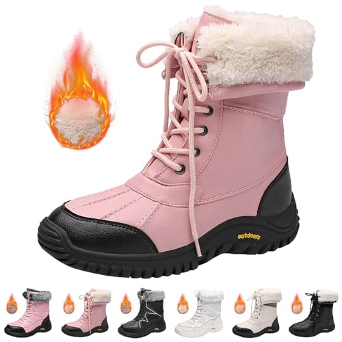 Boys Girls Snow Boots W𝐚terproof Outdoor Warm Cozy Non Slip Mid Calf Faux F𝐮r Li𝐧ing Insulated Winter Shoes3
