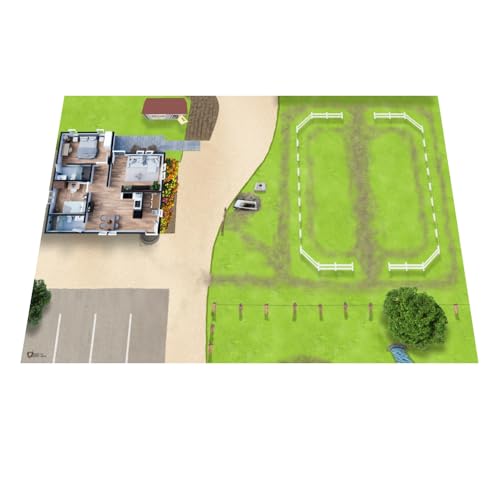 GRAPHIC LOUNGE Spielmatte für Kinder – 150 x 100 cm Spielteppich Kinder – Bauernhof, Ponyhof, Pferdekoppel & Zoo – rutschfest, robust & feucht abwaschbar – Geschenkidee ab 3 Jahren (Ponyhof)