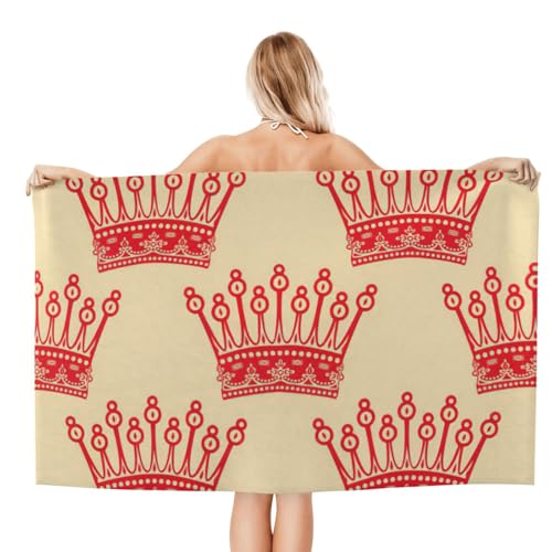 Serviette de bain microfibre ultra douce imprimée Red Crown luxe - 3