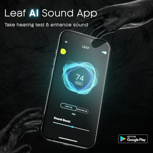 Image of Leaf Buds X714 True Wireless 4 in 1 Earbuds with ANC, AI Sound App, 70H Playtime, Active Noise Cancellation (30dB), Fast Charge(10min=5Hr), Quad Mic ENC, 13m Driver, Bluetooth v5.4 TWS (Carbon Black)