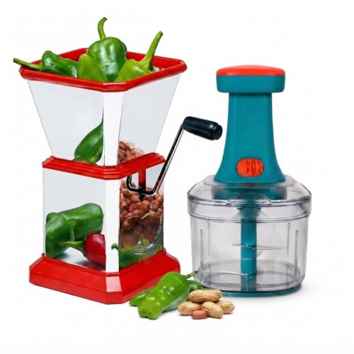 Image of Chilli Cutter & Push Chopper Combo Pack, Manual Vegetable Chopper