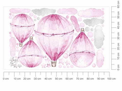 Sticker mural montgolfière rose pastel pour décorer un mur blanc sans peinture - 4