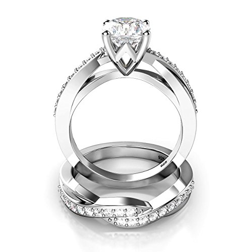 Metal Factory Sterling Silver 925 Round Brilliant Cut Cubic Zirconia CZ Engagement Ring2