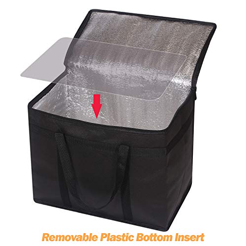 Diommell Xl Insulated Reusable Grocery Bags With Sturdy Zipper Reinforced Bottom & Handles, Foldable Washable Heavy Duty Cooler Totes For Hot Or Cold Food Delivery thumb #5