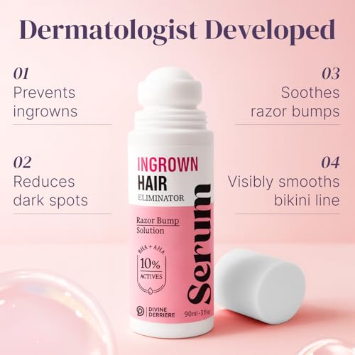 Razor Bump Stopper with Dark Spot Remover, Ingrown Hair Treatment for Bikini Area and Razor Bumps Treatment - Salicylic Acid After Shave Solution for Ingrown Hairs & Razor Burns