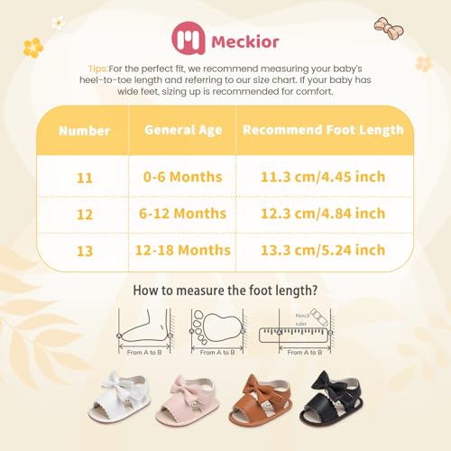 Meckior Baby Toddler Infant Girls PU Leather Soft Open Toe Summer Sandals Flower Princess Flat Shoes