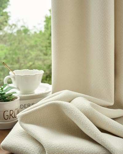 Image of Graywind Motorized Curtains with Track, Room Darkening Smart Curtains, Rechargeable Curtains Compatible with Alexa & Remote Control for Large Windows, Custom Drapes Up to 220 inch, Haven (Cream)