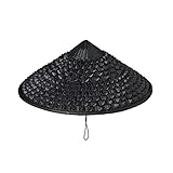 xihexi Handmade Japan Samurai Hat Bamboo Hat Cosplay Knight Black