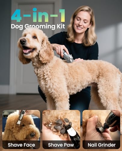 image for oneisall Dog Clippers for Grooming Thick/Heavy Coats, 4-in-1 Dog Groom