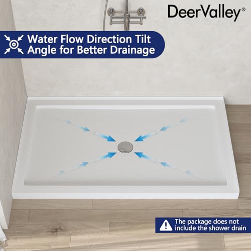 Image of DeerValley 60 inchL X 36 inchW Center Drain Shower Base in White