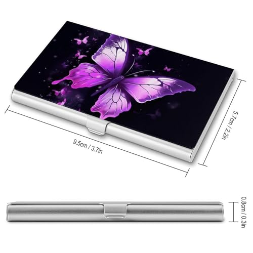 Slim Metal Business Card Holder - Butterfly Purple Aluminum Alloy Card Case with Buckle Closure, Holds 20 Cards & Cash, Professional Credit Card Size ID Holder for Men Women Gift2