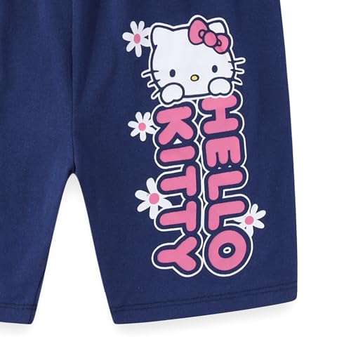 Hello Kitty Sanrio Girls 2 Piece Short Sleeve T-Shirt and Bike Shorts Set for Big Kids