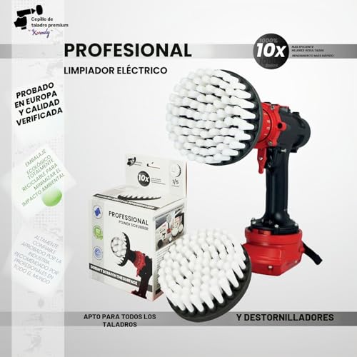 Miniatura 8 de Kornely Cepillo Premium Para Taladro, Extra Suave, Blanco,13cm. Limpiador Profesional De Alta Potencia. No Raya Las Superficies. Adecuado Para Alfombras, Cuero, Tapicería, Muebles Y Interior De Autos