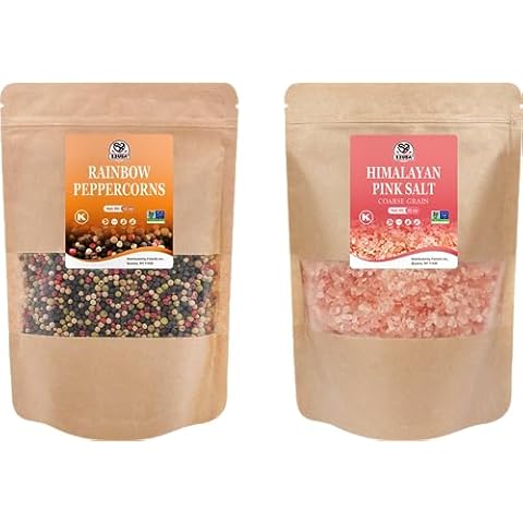 52USA Rainbow Peppercorn Blend 12oz + Himalayan Pink Salt Coarse 2 lb (Pack of 2), Non-GMO, Kosher, Packed to Keep Pepper Fresh, Salt and Peppercorns for Grinder Refill Cover