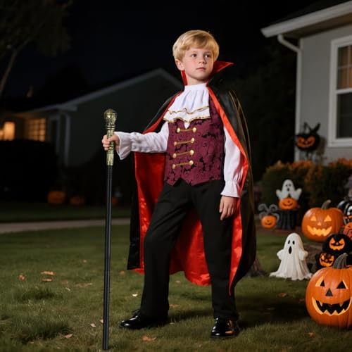 Disfraz de vampiro para niños con capa y cetro miniatura 5