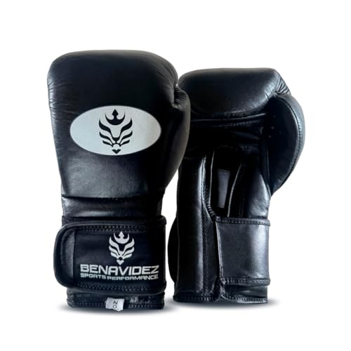 Image of Benavidez Hook-and-Loop Mexican Leather Boxing Gloves - Triple-Density Gel Padding, Pre-Broken-in Fit, 3-in Wrist-Lock All-Purpose Training & Sparring - 14 oz