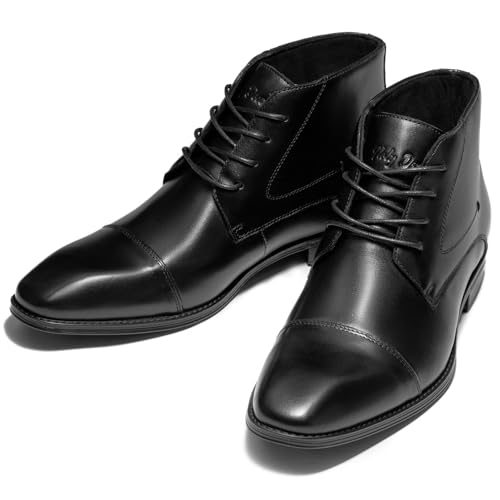 Image of Holy dove Mens Dress Boots, Premium Leather Oxford Chukka,Non-Slip Waterproof Business Boots for Men