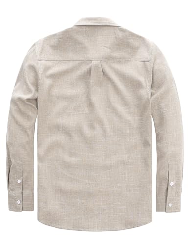 JOGAL Mens Chambray Shirts Long Sleeve Button Down Work Shirts Regular Fit Casual Shirt with Two Pockets2