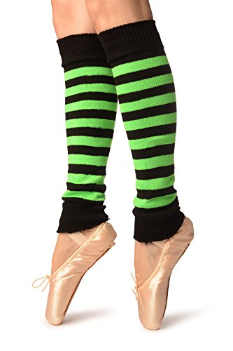 LissKiss Neon Green & Black Stripes Dance/Ballet Leg Warmers - Leg Warmers3