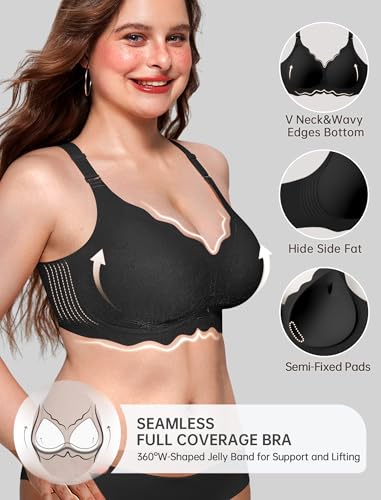 OEAK Women Bras No Underwire Scalloped Push Up Buttery Soft Tshirt Bra Seamless Full Coverage Convertible Everyday Bra2