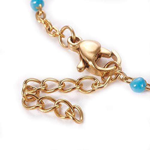 Image of LZD Stainless Steel Enamel Chain Bracelet Lobster Evil Eye Gold Adjustable 2mm A110