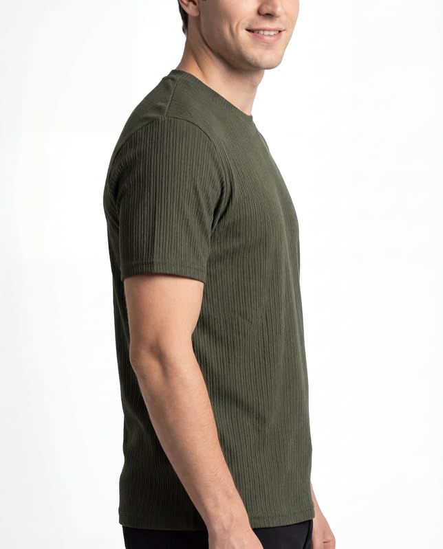 Image of Poly Cotton Frill Round Neck T-Shirt for Men | |