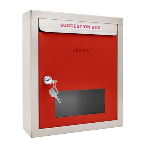 Image of Plantex All in 1 Multipurpose Letter Box /Suggestion Box /Complaint Box /Donation Box with Lock Table Top or Wall Mount (Red & Ivory)