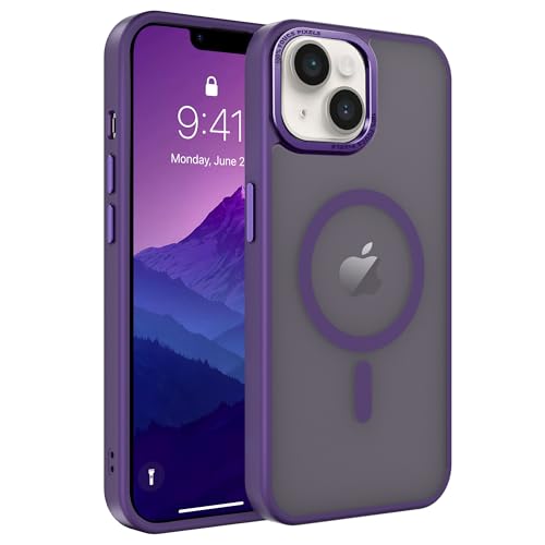 Image of Magnetic iPhone 14 /13 case,Compatible with Magsafe, Military-Grade Protection,Slim Translucent Matte Shockproof with Anti-Scratch Anti-Fingerprint Phone Cover (deep Purple, iPhone 14 /13)