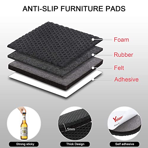 Yelanon Non Slip Furniture Pads -4pcs 6" Grippers Hardwood Floors, Non Skid for Furniture Legs,Self Adhesive Rubber Furniture Feet, Anti Slide Furniture Floors Protectors for Keep Couch Stoppers