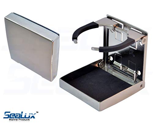 SeaLux Stainless Steel Adjustable Fold Down Cup Drink Holder for Boat, car