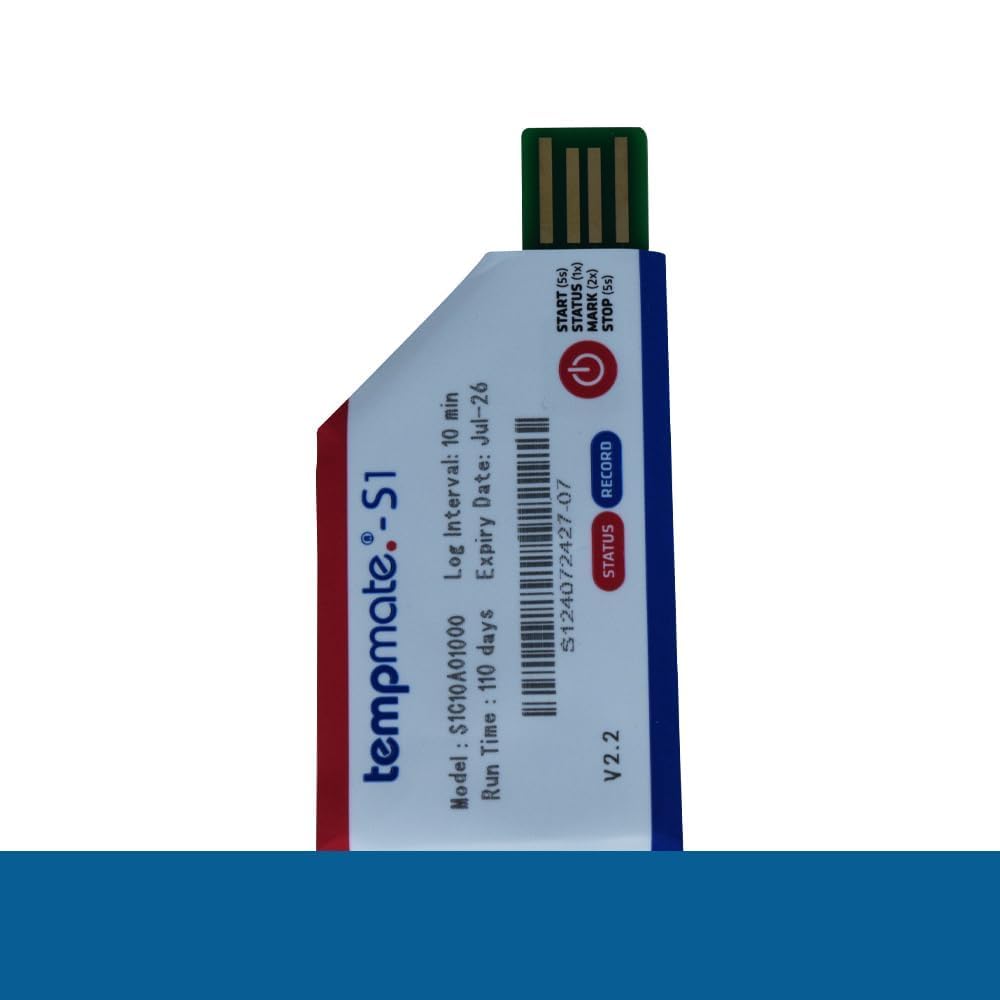 *Expédition le jour même* (Lot de 20) enregistreur de températureet d'humidité à usage unique (Plage : -22 °F à 158 °F) pour l'industrie alimentaire et les entrepôts | Tempmate S1
