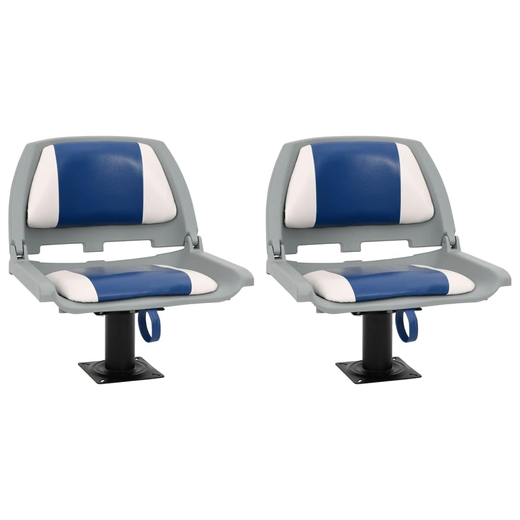 vidaXL Set Sedile per Barca Pieghevole 2pz Blu e Bianco 48x51x41 cm