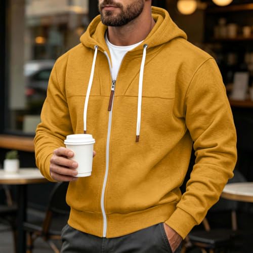Mens Full Zip Hoodies Fashion Fleece Drawstring Hooded Sweatshirts Jackets - image 3