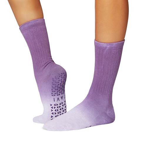 Image of TAVI Kai Crew Grip Socks for Women - Pilates Socks with Non-Slip Grips, Arch Support - Wear for Yoga, Barre, Studio Workouts