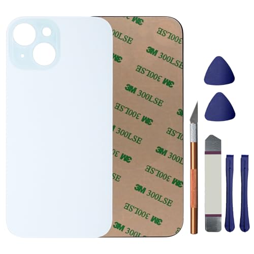 MingXiong 15 Back Glass Replacement for iPhone 15 Rear Back Glass Panel Replacement with Pre-Installed Adhesive + Repairing Toolkit(Blue)