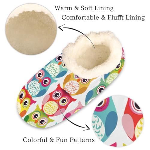 Cute Cartoon Owl Colorful Slippers for Women Slipper Socks Soft Fuzzy House Slippers Shoes for Indoor Bedroom, Winter Cozy Christmas Gifts2