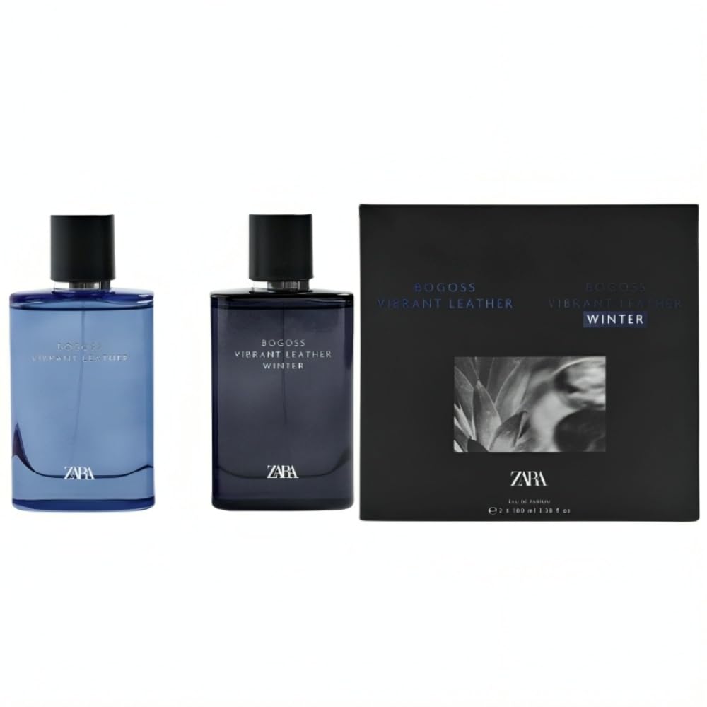 Zara Bogoss Vibrant Leather & Winter Perfume for Men Fresh Pineapple & Cedar Notes Warm Bergamot Leather Bamboo Fragrance Gift Set by Jérôme Epinette Eau de Parfum EDP 2 x 100ml (3.38 fl. oz)