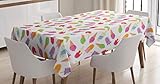 Ambesonne Ice Cream Tablecloth, Cartoon Style Cones with Vibrant Colored Creamy Scoops and Popsicles...
