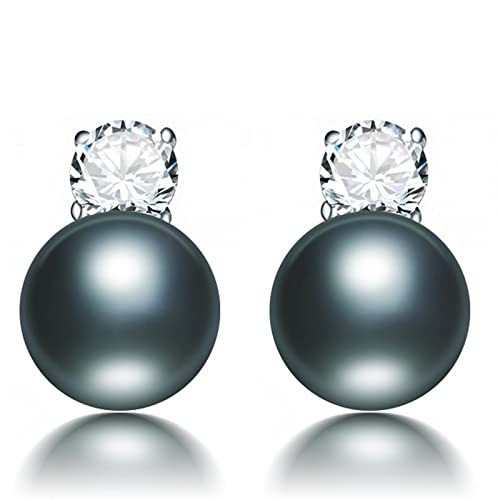 OUMIFA Perlenohrringe Perlenohrringe Frauen Mode Chic Große Elegante Ohrring Partei Schmuck Box Mode Ohrring Geschenk Süßwasserperlen Ohrringe (Gem Color : Black) Cover