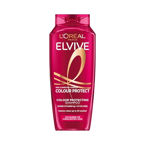 L'Oréal Paris Elvive Colour Protect Shampoo, with Pure Vitamin Cg and UV filters, for Coloured & Highlighted Hair, Suitable for all hair textures, 400ml