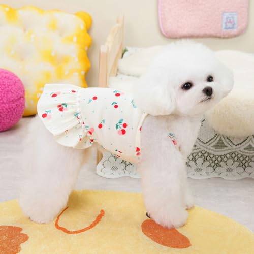 Vestido de cachorro com estampa floral para cães pequenos, médios, saia macia e respirável de algodã