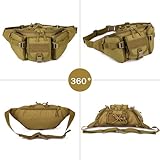 Huntvp Taktische Gürteltasche Sport Hüfttasche Molle Bauchtasche Wasserabweisend mit Reißverschluss für Outdoor Laufen Reise Wandern Radfahren Camping, Braun-L