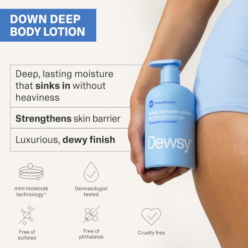 Image of Down Deep Ceramide Body Lotion for Dry Skin, Scented, Hydrating Body Moisturizer with 5 Ceramides and Mini Molecule Technology, Fast-Absorbing Facial-Grade Skincare, 16 oz