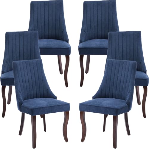 ODUSE-DAILY Mid Century Dining Chairs Set of 6, Navy Modern