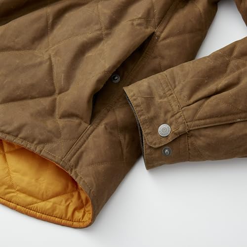 Image of Huckberry Flint and Tinder Men's Quilted Waxed Shirt Jacket, Lightweight Waxed Canvas Shell