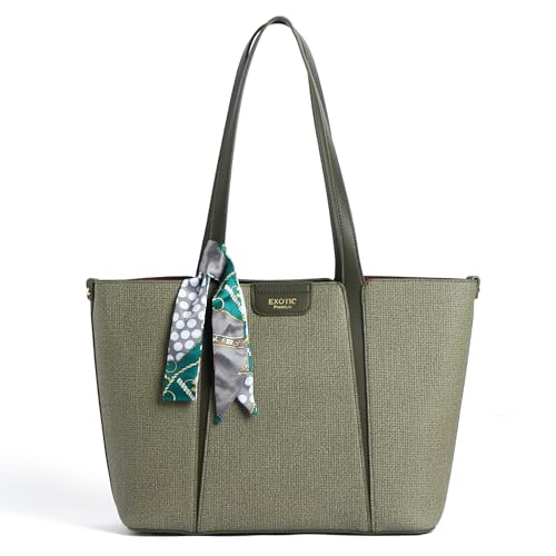 Image of EXOTIC Premium Serelle Weave Structured Tote Bag with Textured Finish and Secure Zip Compartment