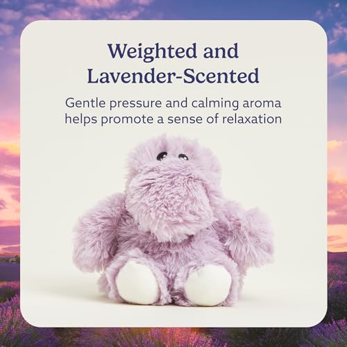 warmies Junior Microwavable & Weighted Stuffed Animals, Hippo - Heated Stuffed Animal Plushie for Warmth & Comfort - Cute Soft Plush Toys for Adults & Children (Boys, Girls, Babies & Toddlers)