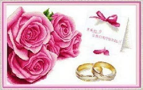 Happy Forever Cross Stitch Kits 11CT Stamped Patterns for Kids and Adults, DIY Preprinted Embroidery kit for Beginner, Eternal Love (R259 Happy Wedding, Size 26''x15'')